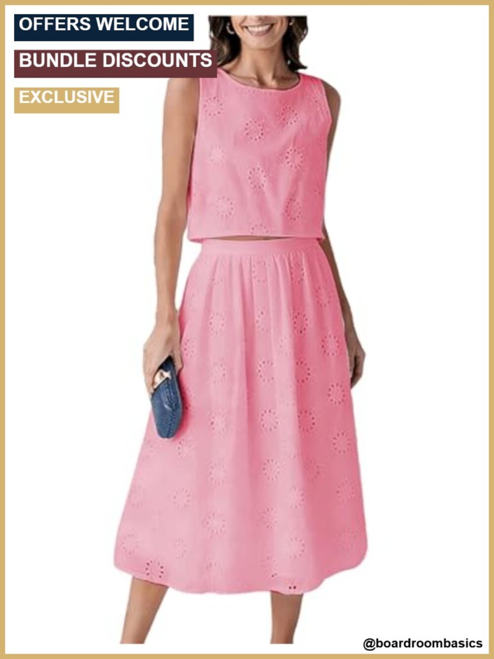 Women's 2 Piece Eyelet Skirt Set Sleeveless Hollow Out Cotton Maxi Skirt Outfit